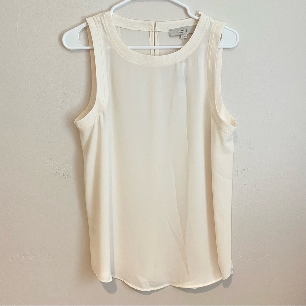 Loft New With Tags Size Medium White Blouse Tank Top